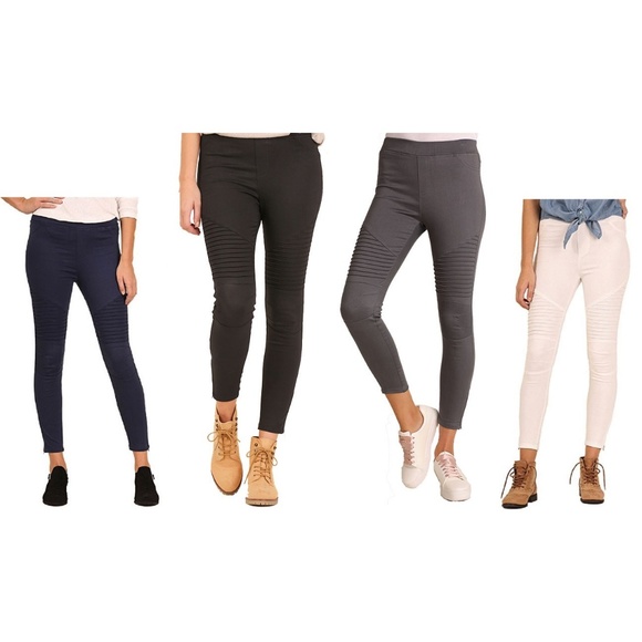 Off White Moto Ankle Pull On Jeggings - Picture 2 of 6